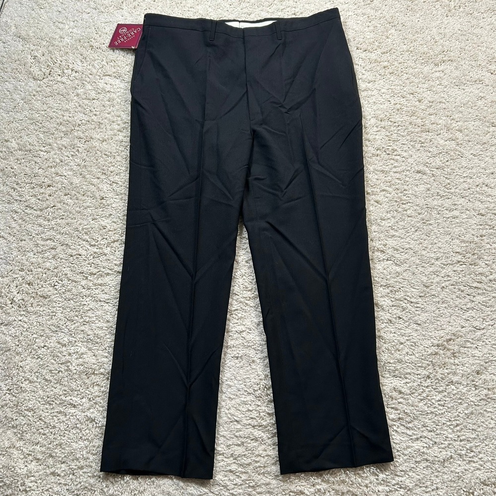 Haggar Dress Pants 42x32 (Fits 42X30) Black Care-Free Comfort Wool Blend New NWT